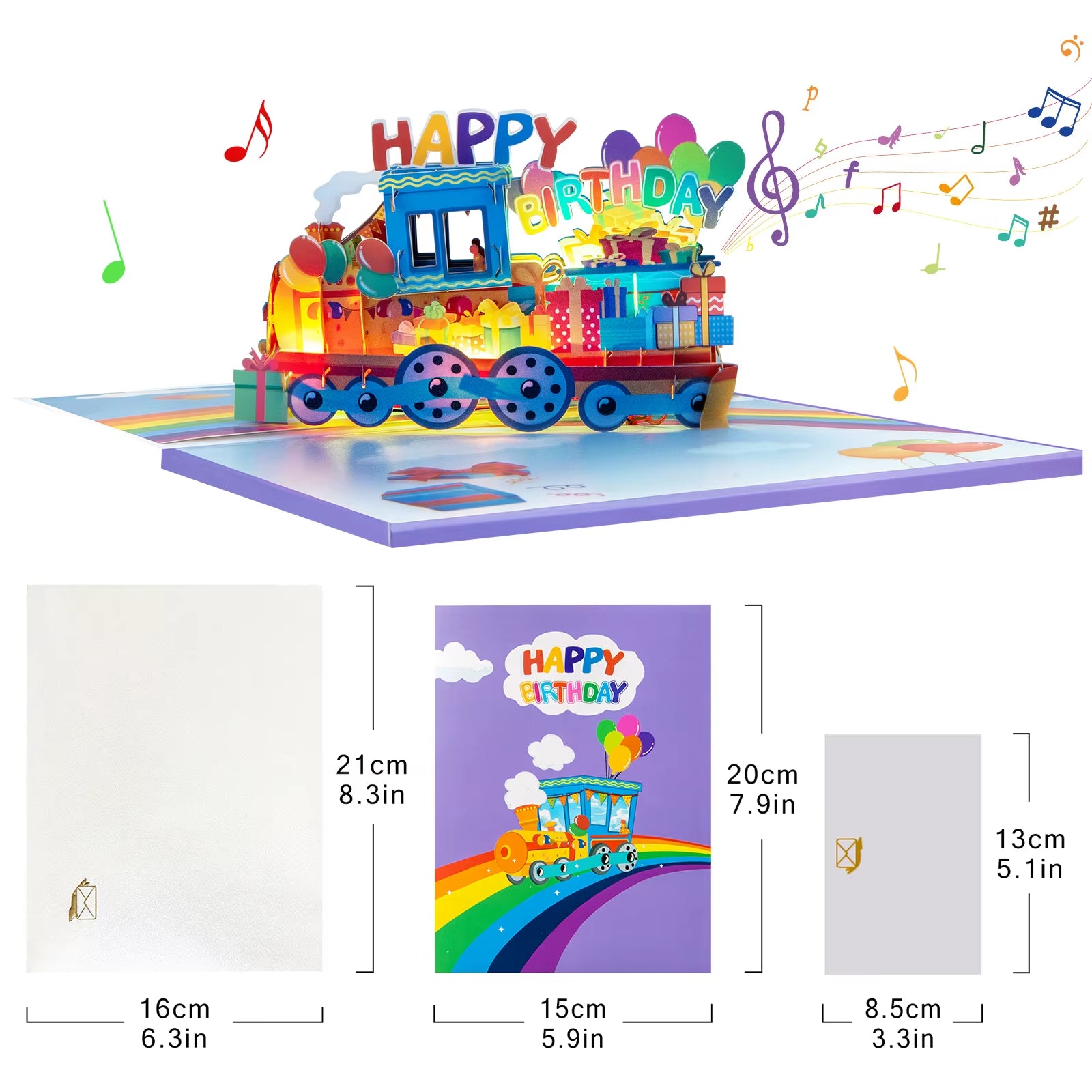 Birthday Card with Music & Light, Musical Birthday Pop up Card, 3D Music Birthday Card