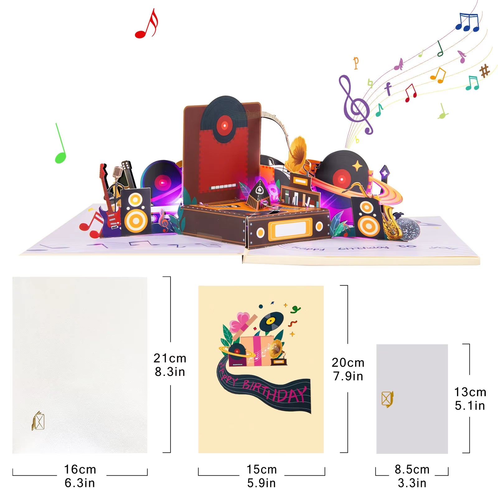 Birthday Card with Music & Light, Musical Birthday Pop up Card, 3D Music Birthday Card