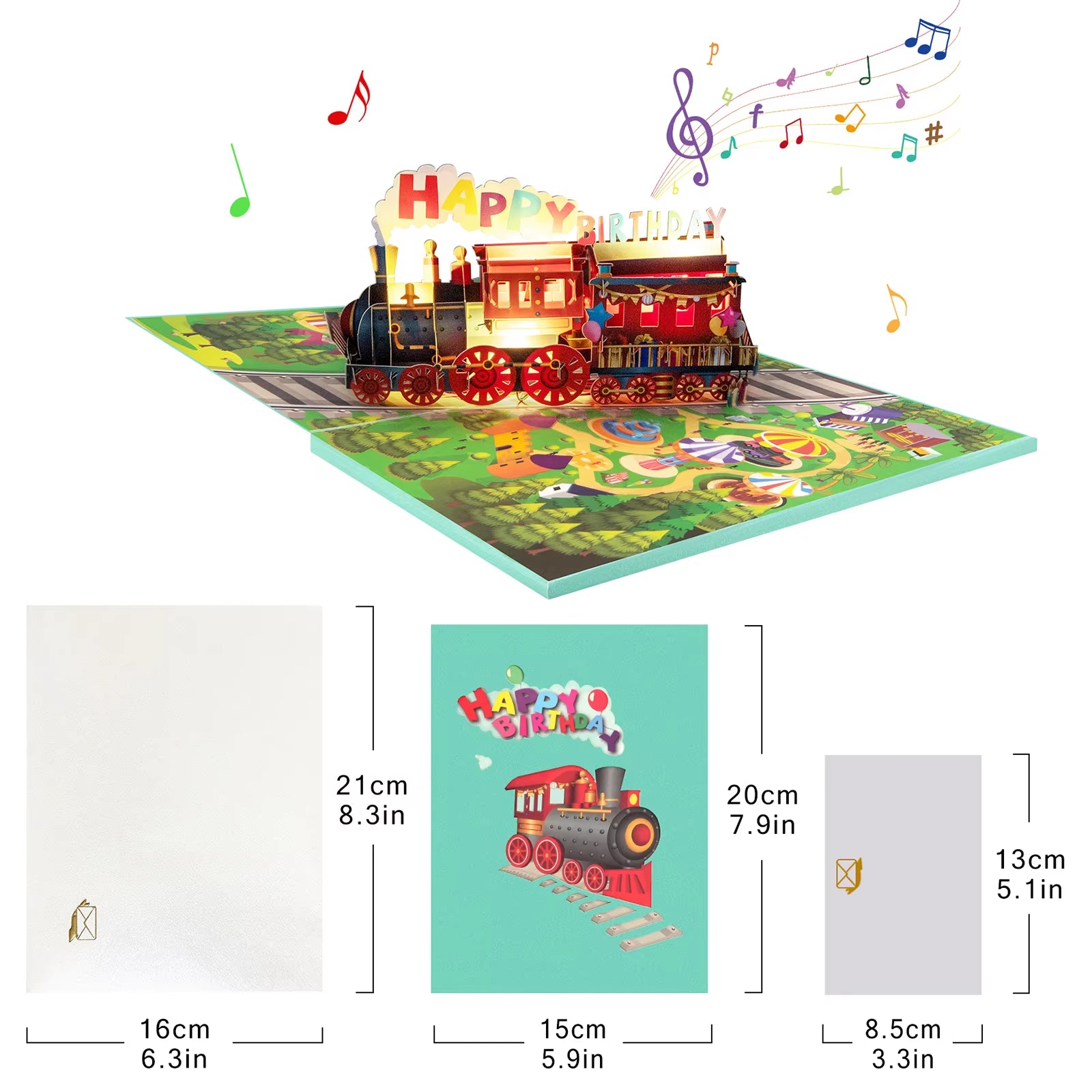 Birthday Card with Music & Light, Musical Birthday Pop up Card, 3D Music Birthday Card
