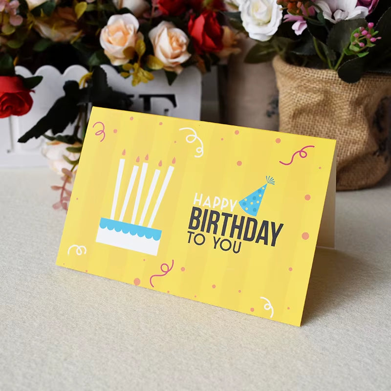 Happy Birthday Card 3D Birthday Cake Pop-Up Cards Flowers Birthday Card Anniversary Gifts Party Supplies