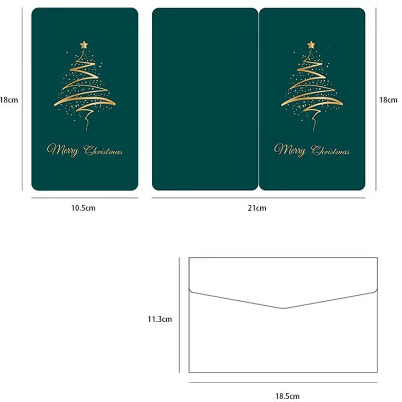 4Set Christmas Greeting Cards Santa Claus Snowman Blessings Half-Fold Gift Cards Envelopes with Stickers Christmas Decoration