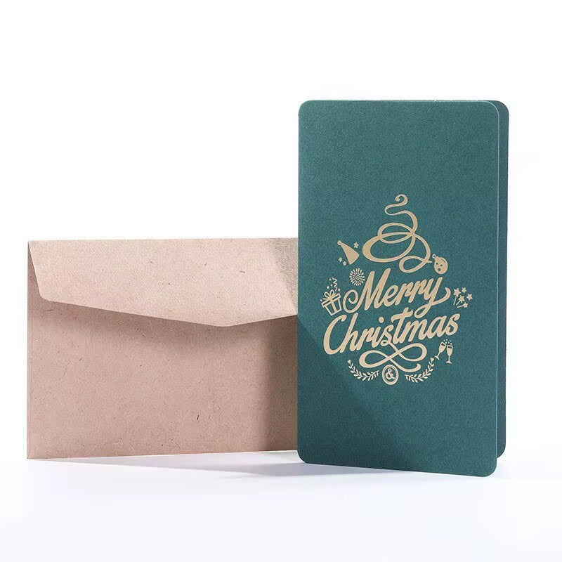 4Set Christmas Greeting Cards Santa Claus Snowman Blessings Half-Fold Gift Cards Envelopes with Stickers Christmas Decoration
