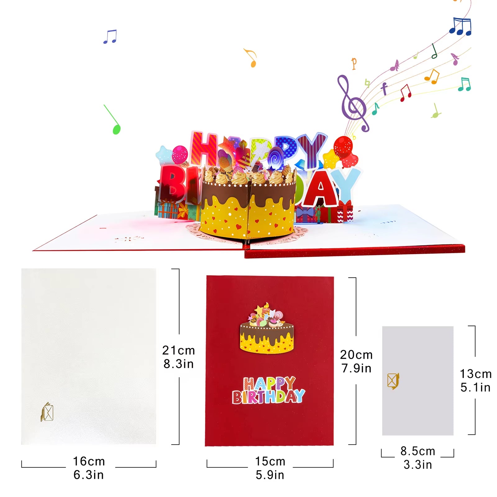Birthday Card with Music & Light, Musical Birthday Pop up Card, 3D Music Birthday Card